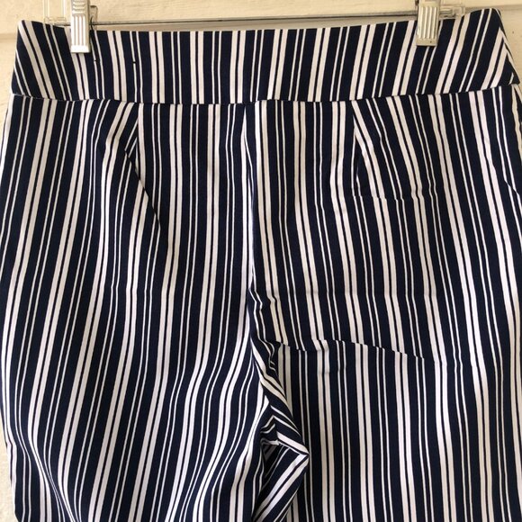Chico's So Slimming Women's Size 1 (M) Crop Pant Navy White Vertical Stripe NWOT - Picture 5 of 14